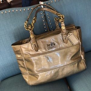 🖤COACH TRIBECA METALLIC GOLD PATENT TOTE